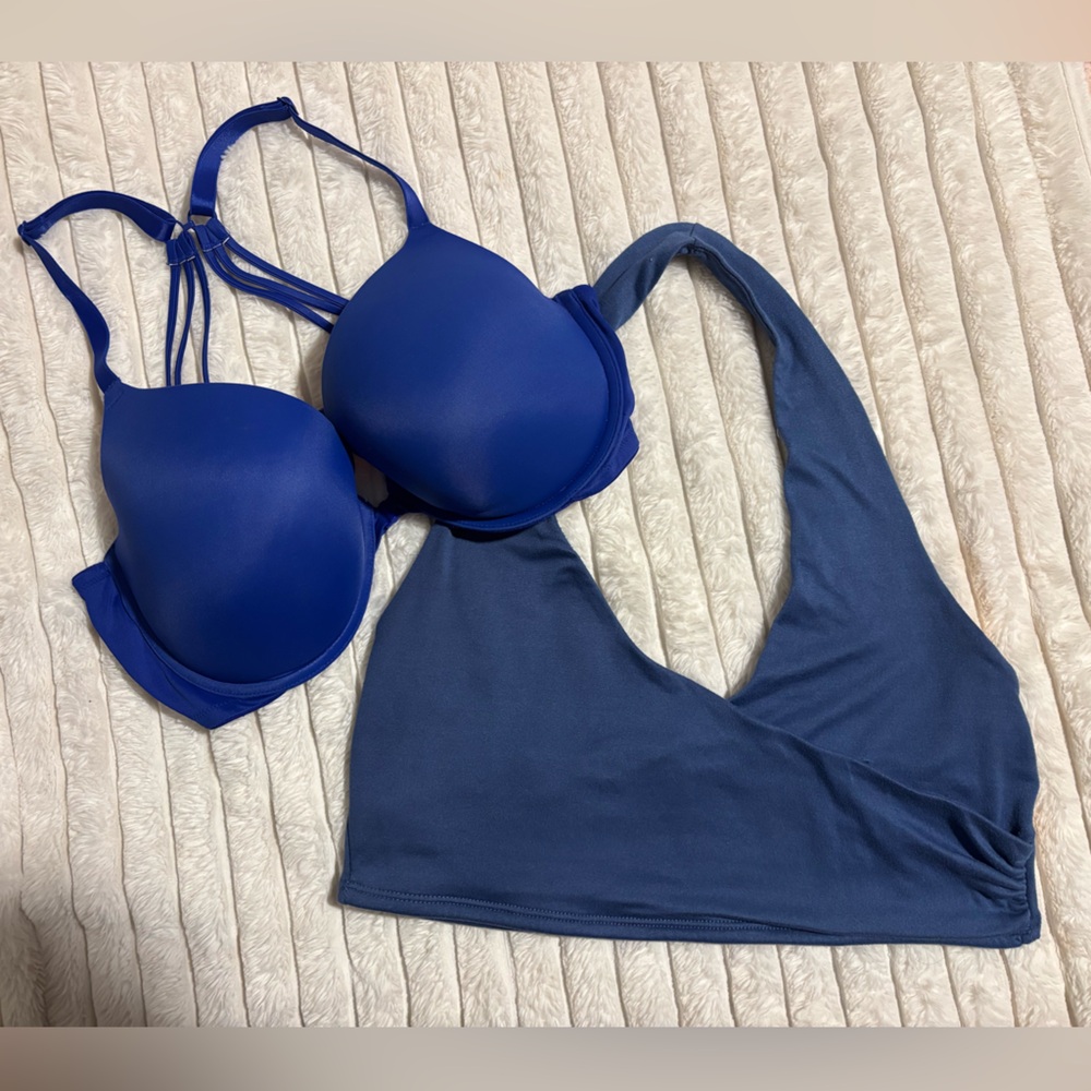 Blue Bra and Bralette Set - Deep Cobalt